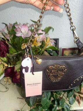 Juicy Couture Dark Brown romance  Mini Shoulder Bag with Gold Chain
